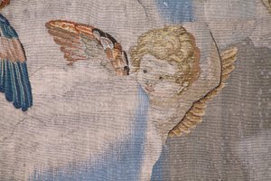 Flämischer Wandteppich. Serie Die Geschichte von Moses. Moses am Berg Sinai. Atelier Joost van Herzele. Ca. 1550. (Detail)
