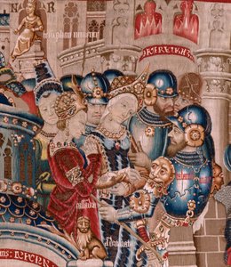 Serie Der Trojanische Krieg. Die Zerstörung von Troja. Elfter Wandteppich der Serie. Modell Coëtivy Meister (Henry oder Conrard de Vulcop). Herstellung Tournai Werkstätten. Ca 1470. von Flemish School