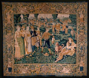 Flämischer Wandteppich. Das Gänsespiel. Atelier von Oudenaarde. 17. Jahrhundert