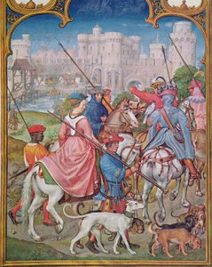 Fol.8v Monat August: Aufbruch zur Jagd, aus dem Breviarium Grimani, ca. 1515 von Flemish School