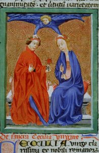 Seite aus der Legenda Aurea, Brügge, ca. 1400-10 von Flemish School