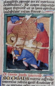 Seite aus der Legenda Aurea, Brügge, ca. 1400-10 von Flemish School