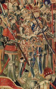 Flandrischer Wandteppich. Die Landung in Arzila. Serie Eroberungen von König Alfons I. von Portugal. Tournai. von Flemish School