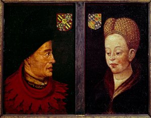 Porträt von Johann Ohnefurcht, Herzog von Burgund und Margarete von Bayern, Herzogin von Burgund von Flemish School