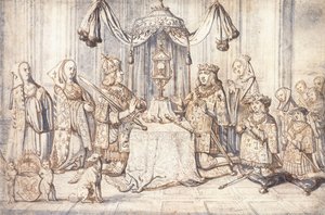 Porträts von Kaiser Maximilian I., seiner Frau, Tochter, Sohn und anderen in der Heiligen Kapelle in Dijon, ca. 1600 von Flemish School