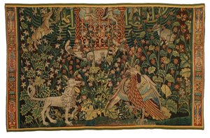 Wandteppich, Park au Cerfs Fragment, hergestellt ca. 1500-25
