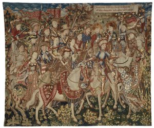 Tapisserie mit Herkules und seinen Gefährten auf dem Olymp, möglicherweise in Tournai hergestellt
