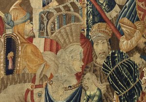 Wandteppich zeigt die Eroberungen von König Alfons V. von Portugal (Conquistas de Alfonso V de Portugal), Tournai. Detail von Flemish School