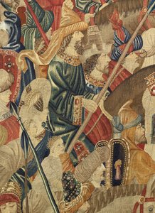 Wandteppich zeigt die Eroberungen von König Alfons V. von Portugal (Conquistas de Alfonso V de Portugal), Tournai. Detail von Flemish School