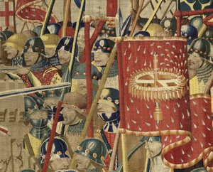 Wandteppich, der die Eroberungen von König Alfons V. von Portugal zeigt (Conquistas de Alfonso V de Portugal), Tournai. (Detail)