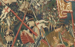Wandteppich mit den Eroberungen von König Alfons V. von Portugal, Tournai. (Detail)