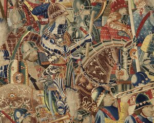 Wandteppich, der die Eroberungen von König Alfons V. von Portugal zeigt