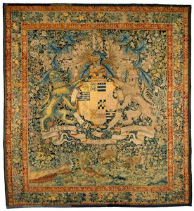 Verdure-Wandteppich mit den Wappen von Robert Dudley, Earl of Leicester, um 1570-1585 von Flemish School