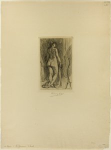 Stehende Frau mit Pelz von Félicien Rops