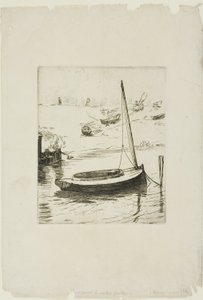 Das Boot mit gesenktem Segel