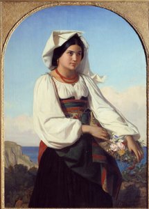 Junges Mädchen mit Blumen von Félix Joseph Barrias
