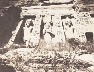 Abou-Sembil, Petit Spéos - Linker Teil der Fassade, 1851-52, gedruckt 1853-54 von Félix Teynard