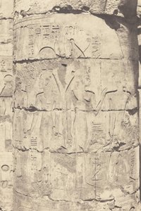 Karnak (Theben), Palast--Hypostylhalle--Zentrale Kolonnade--Dekoration eines Schafts von Félix Teynard