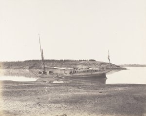 Louksor, Petit Bras du Nil - Reisendenbarke, 1851-52, gedruckt 1853-54