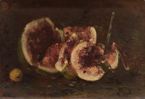 Stillleben mit Wassermelone und Messer, 2. Hälfte des 19. Jahrhunderts
