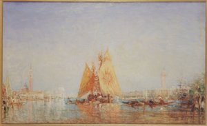 Venedig, Trabaccolo mit gelbem Segel, zwischen 1870 und 1890 von Félix Ziem
