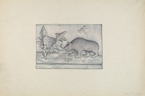 Relieftafel eines Bären