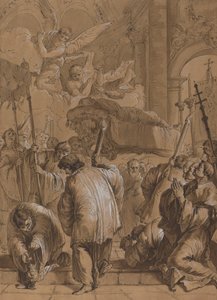 Begräbnisprozession eines Heiligen mit Engeln von Follower of Francesco Fontebasso