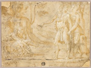 Faustulus und Merentia entdecken Romulus und Remus von Fontainebleau School