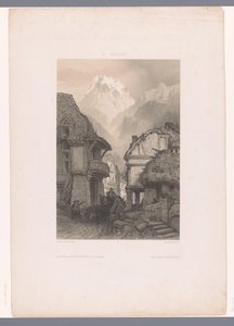 Ochsenkarren in einem Dorf am Fuße eines Berges (Erzählende Darstellungen) von Fortuné Ferogio