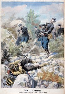 Ein Schusswechsel zwischen einem Banditen und der Gendarmerie, Korsika, 1898 von Fortuné Méaulle
