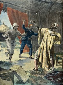 Versuchter Selbstmord von Samory Toure, Gefangener der Franzosen 1899 (Gravur) von Fortune Louis Meaulle