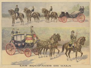 Kutschen, die vom Zaren und der Zarin von Russland bei ihrem Besuch in Frankreich benutzt wurden von Fortune Louis Meaulle