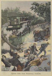 Wilde Fahrt einer durchgehenden Straßenbahn in Paris