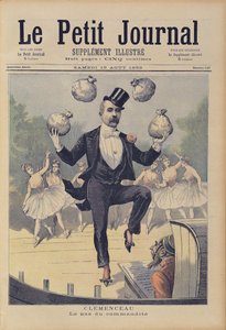 Georges Clemenceau (1841-1929) jongliert mit Säcken englischen Geldes, aus 