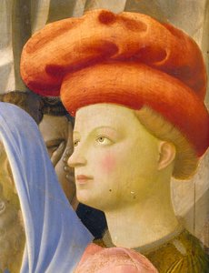 Männliche Figur mit rotem Turban, Detail aus der Kreuzabnahme oder dem Altarbild der Heiligen Dreifaltigkeit, ca. 1432