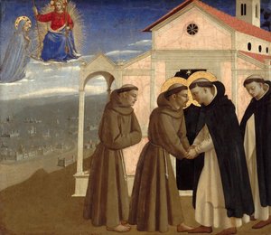 Begegnung von St. Franziskus und St. Dominikus (Szenen aus dem Leben des Heiligen Franziskus von Assisi), um 1429
