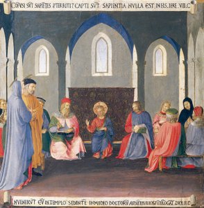 Ausschnitt, der den Streit mit den Doktoren im Tempel zeigt, Tafel aus dem Armadio degli Argenti (Silbertruhe) mit dem Leben Jesu von Fra (c.1387 1455) Angelico