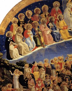 Das Jüngste Gericht: Detail der Heiligen im Paradies. Gemälde von Guido di Pietro (Fra Angelico)