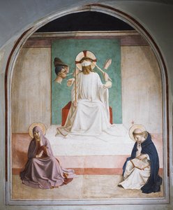Die Verspottung Christi mit Maria und St. Dominikus von Fra  Angelico