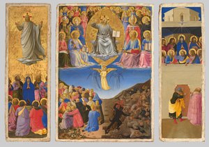 Triptychon des Jüngsten Gerichts, der Himmelfahrt und Pfingsten von Fra Angelico