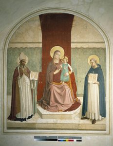 Madonna mit Kind und den Heiligen Franziskus und Zenobius. Fresko von Guido di Pietro