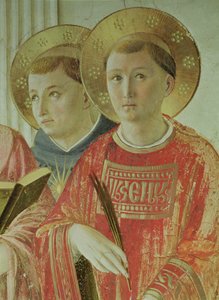 Madonna des Schattens, Detail von St. Thomas von Aquin und St. Laurentius, aus dem Korridor im ersten Stock von Fra Angelico