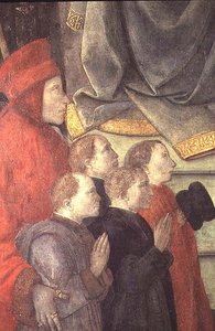 Porträt von Datini und Buonomini del Ceppo, aus dem Madonna del Ceppo Altarbild von Fra Filippo Lippi