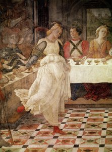 Salome tanzt beim Fest des Herodes, Detail des Freskenzyklus der Leben der Heiligen Stephanus und Johannes der Täufer aus der Hauptkapelle, 1452-64 (Detail)