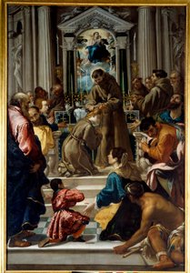 Der heilige Franz von Assisi (1181-1223) schneidet das Haar der heiligen Klara (1193-1253) von Fra Semplice da Verona