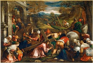Der Aufstieg nach Golgatha - Jesus Christus trägt das Kreuz von Francesco (1549 92) Bassano