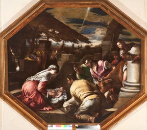 Anbetung der Hirten Gemälde von Francesco da Ponte genannt Francesco Bassano (1549-1592) Genua, Musei di Strada Nuova