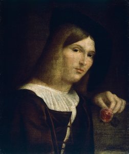 Porträt eines jungen Mannes mit einer Rose
