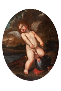 Putto Alato zerbricht die Instrumente von Minerva