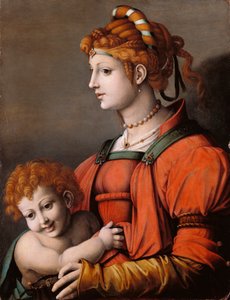 Porträt einer Frau und eines Kindes / Allegorie der Freigebigkeit von Francesco Bacchiacca